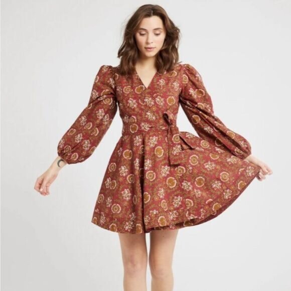 NWT Mille Nan Wrap Dress in Cinnabar Medium $298 - Picture 3 of 9